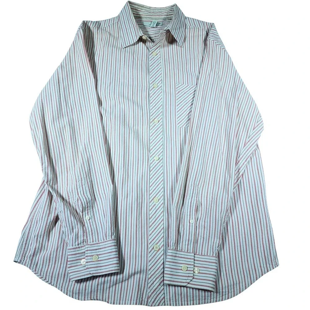Banana‎ Republic Men Striped Long Sleeve Button Down Shirt Organic Cotton Size L